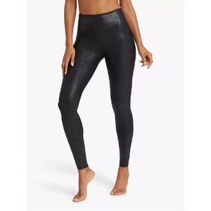 New Spanx Faux Leather glossy Leggings Black compression waistband sz. Medium